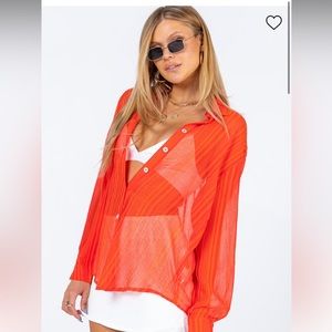 Princess Polly oversized orange button down